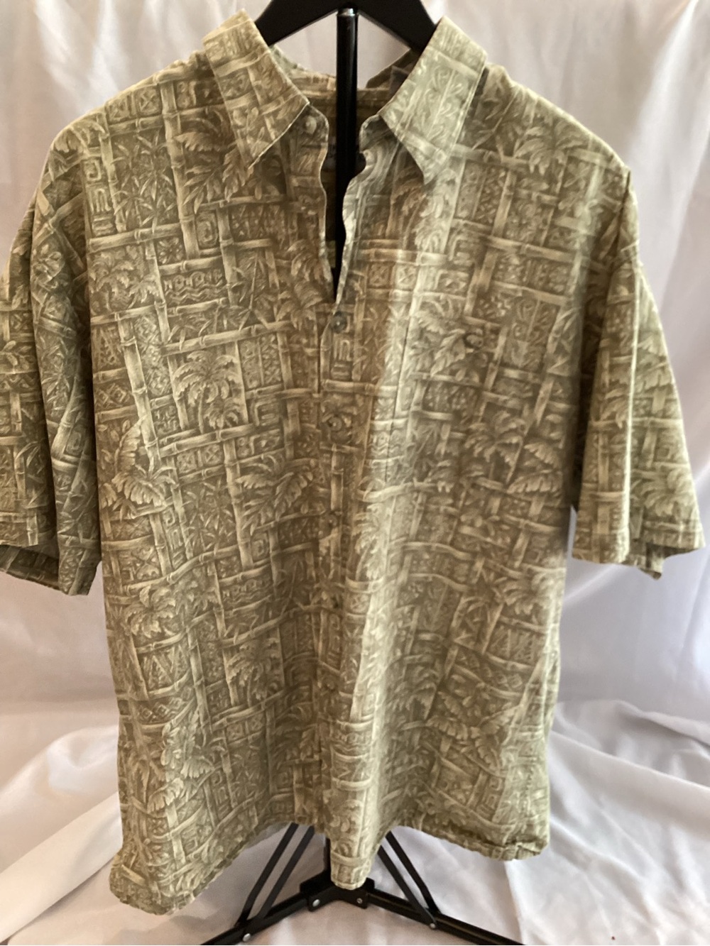 Men's Olive Green Printed Short-Sleeve Polo